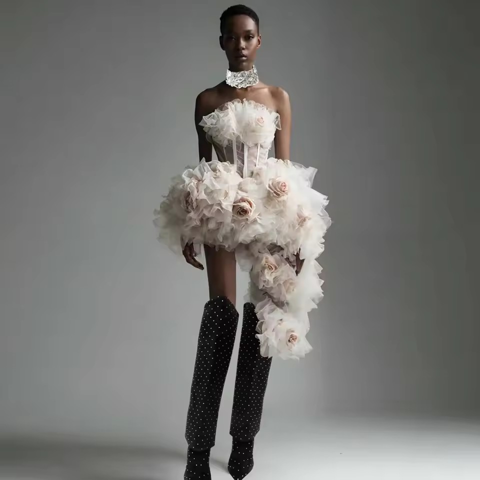 Asymmetrical Floral Short Part - Women Formal Event Wear review and price