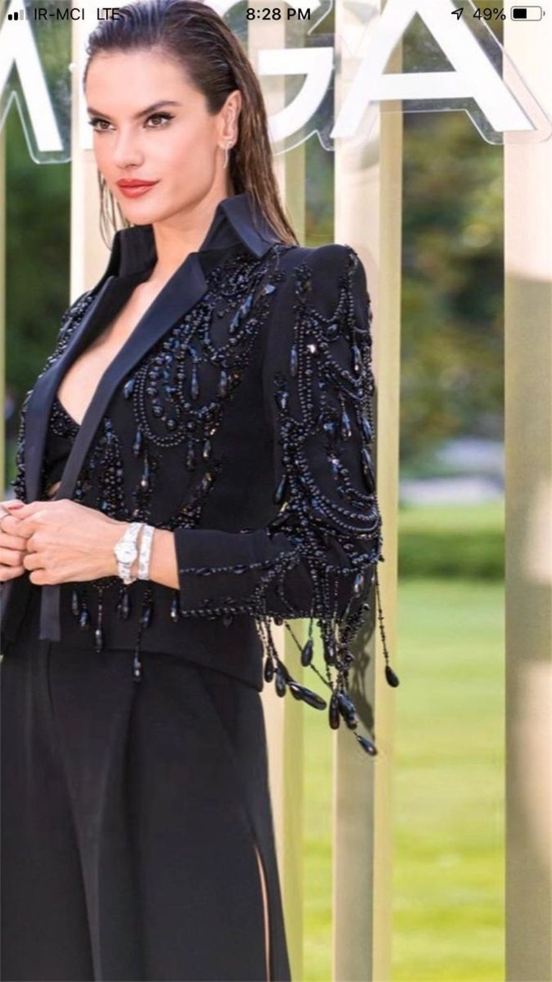 Black Crystals Women Suits Set - Women Formal Wear With Black Blazer review and price