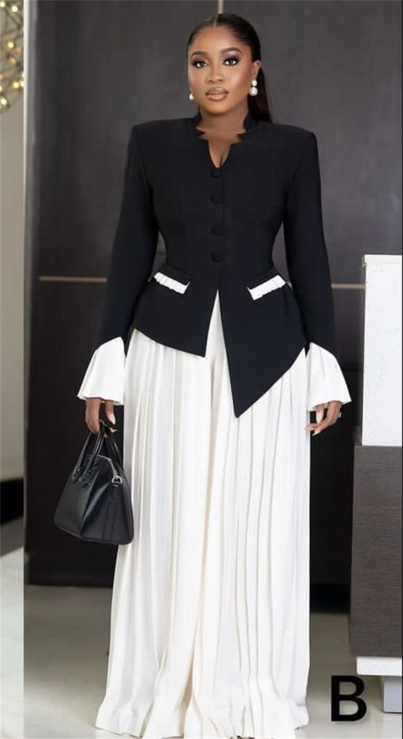 White Black Women Suits Set 2  - Women Formal Wear With Black Blazer review and price