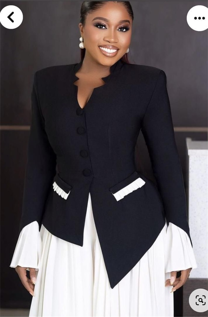 White Black Women Suits Set 2  - Women Formal Wear With Black Blazer review and price